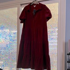 Crown & Ivy Velvet Burgundy Midi Dress
